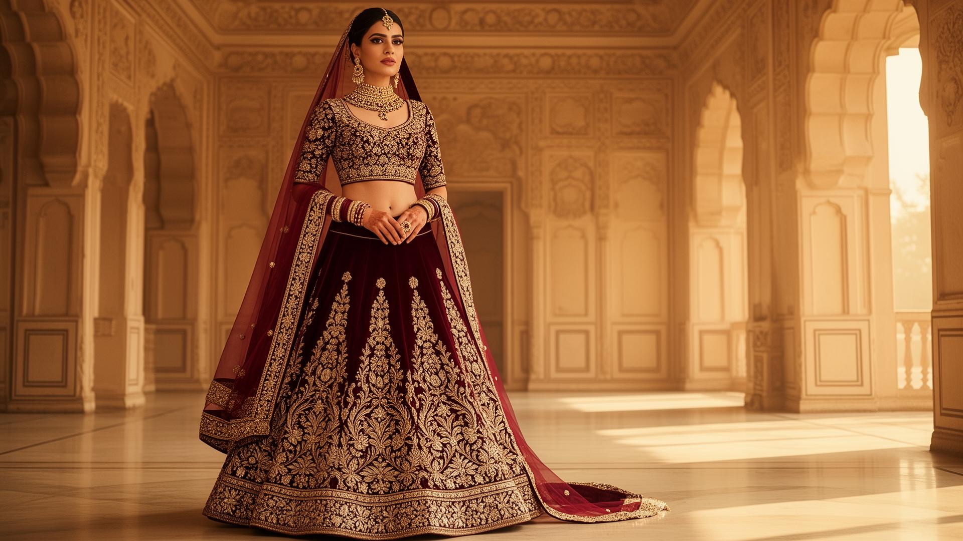Bridal lehenga in a palace