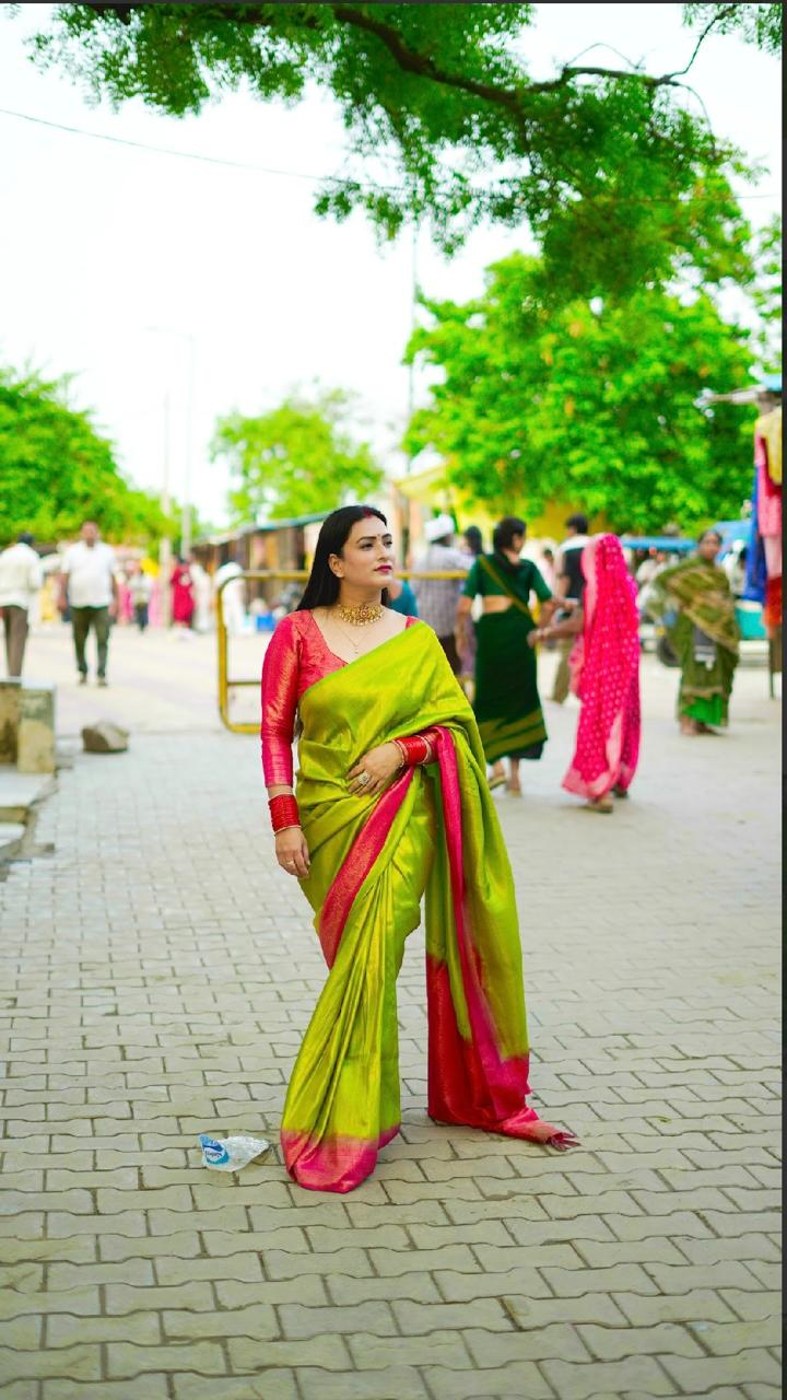 Parrot-Green Silk