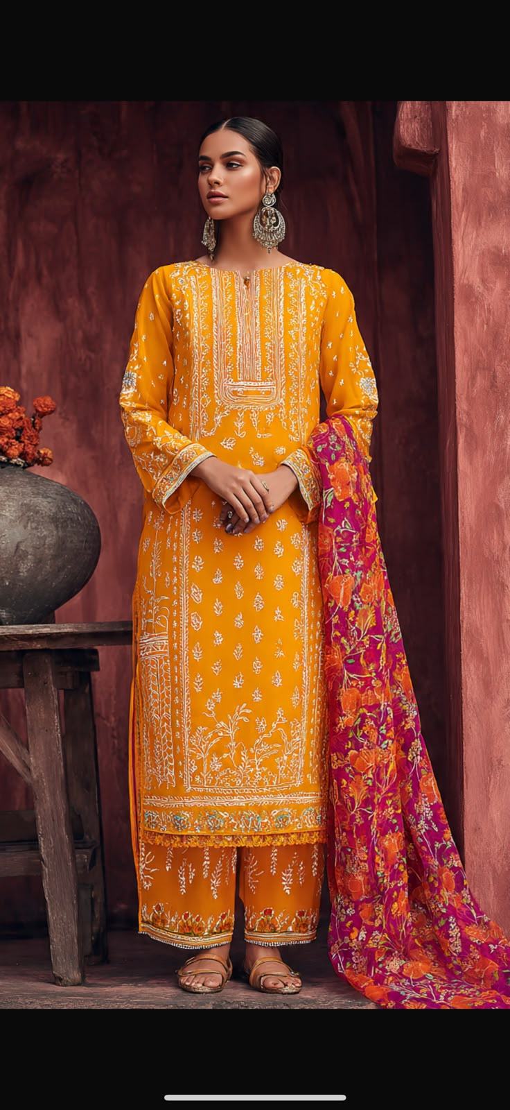 Yellow ethnic suit